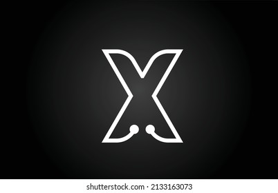 X alphabet letter logo icon design with dot and line. Creative template for company and business in black and white