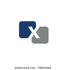 x alphabet and number linked logo flat vector logo template