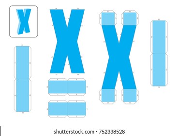 x alphabet paper model template cut stock vector royalty free 752338528 shutterstock