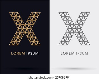 X alphabet triangle font, logo, symbol, icon, graphic, vector .