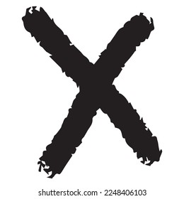 X Alphabhet grunge design. Vector hand drawn alphabet. Brush painted letters. Lettering.
