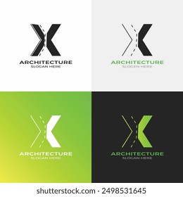 X Architecture letter logo design vector  