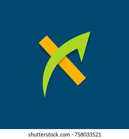 x arrow sign vector logo