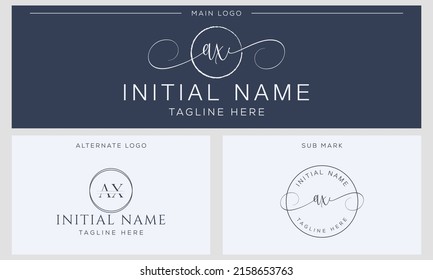 A X AX Initial handwriting signature logo template vector. Hand lettering for designs