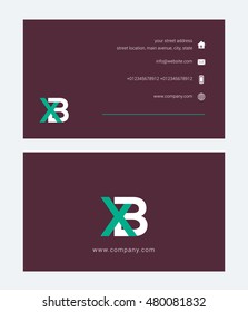 X B Letter logo design with card template