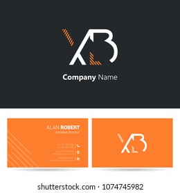 X & B line logo stroke letter design with business card template
