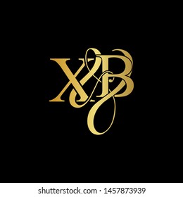 X & B XB logo initial vector mark. Initial letter X & B XB luxury art vector mark. Logo gold color on black background.