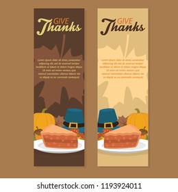 X Banner Design with Pie and Thanksgiving Ornament