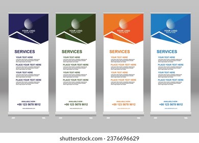 x banner design template collection set, roll banner design vector