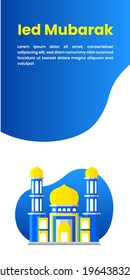 X Banner Ied Mubarak with a mosque background or can be used for other purposes such as posters, stickers and others