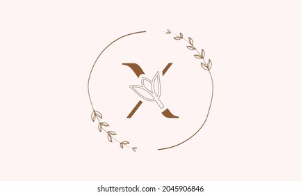 X Beauty vector initial logo, handwriting logo of initial signature, wedding, fashion, jewelry, boutique, floral and botanical with a creative template for any company or business.