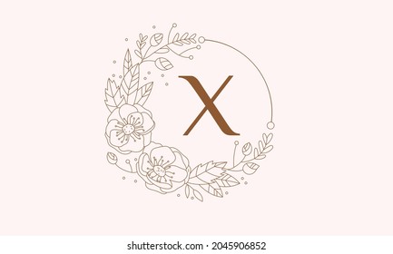 X Beauty vector initial logo, handwriting logo of initial signature, wedding, fashion, jewelry, boutique, floral and botanical with a creative template for any company or business.