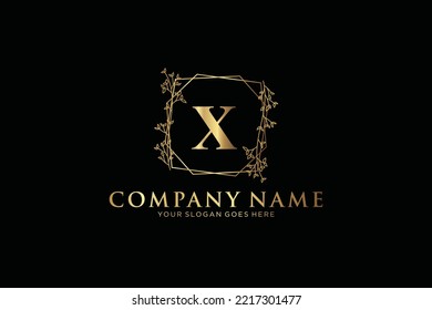 X Beauty vector initial logo, handwriting logo of initial signature, wedding, fashion, jewerly, boutique, floral and botanical with creative template for any company or business.