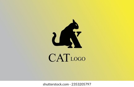 X black cat creative design, minimal logo with yellow Gary gradient background.