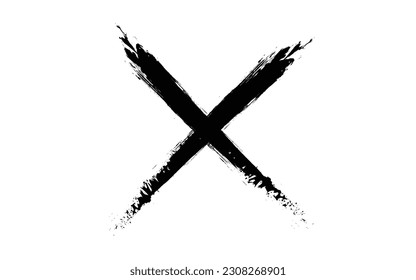 X. Black Letter X made with ink. Mark grunge style. vector
