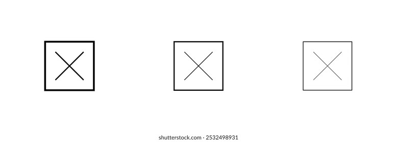 X black mark set. Crossed symbols in black ink splashes. Cross sign graphic symbol. Vector X mark set, grunge graphic collection. Cross icon. Cross mark.