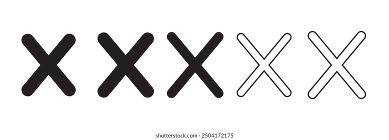 X. Black x symbol. Cross vector icon.