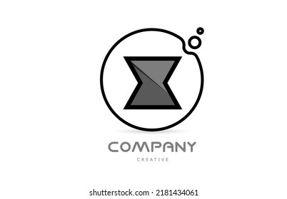 X black and white geometric alphabet letter logo icon with circle. Creative template for business and company