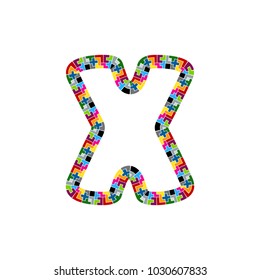 X Block Puzzle Letter Logo Icon Design