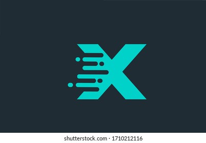 X blue alphabet letter logo icon with line design for business and company