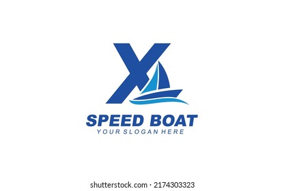 X Boat logo design inspiration. Vector letter template design for brand.