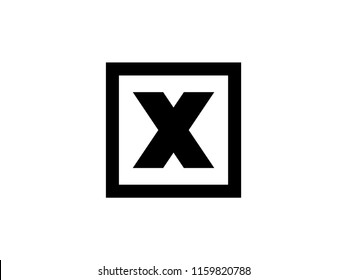 symbol box with x word