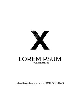 Letra de salto de pincel X logotipo inicial Diseño icono negro Vector