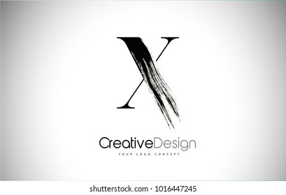 X Brush Stroke Letter Logo Design. Black Paint Logo Letter  Icon with Elegant Vector Design.