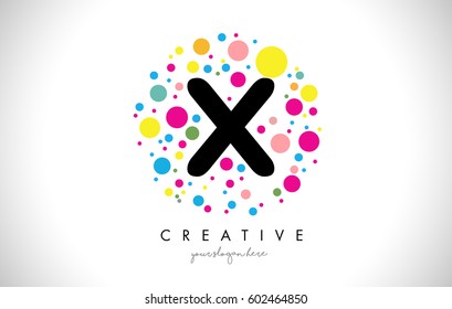 X Bubble Dots Letter Logo Design with Rainbow Creative Colorful Bubbles.