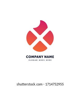 X Burn Vector Logo. Abstract icon mark design template. Creative logotype concept element sign shape.