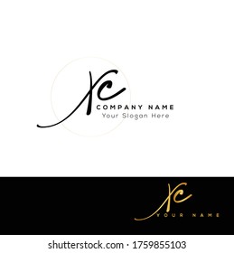  X C XC Initial Brief Handschrift und Unterschrift Logo.	