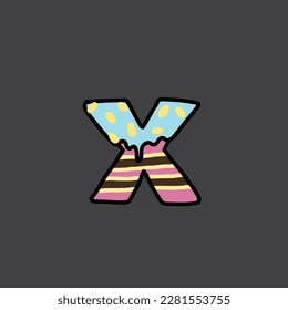 x del alfabeto y número del vector de la torta