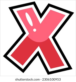 x - cartoon style Eng lowercase english letters
