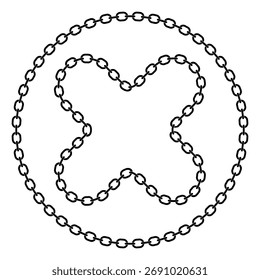 X-Kette-Symbol-Schaltfläche, Kreuz- oder Schließen-Symbol-Schaltfläche