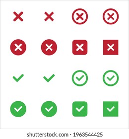 X and Cheklist icon set. Transparent background