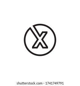 X circle letter lines logo design vector