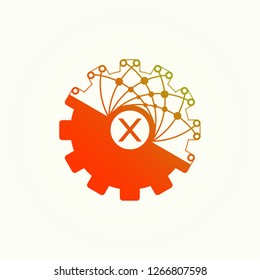 X , Circuit and Gear icon templates, vector logo technology for business corporate , elements, illustrations