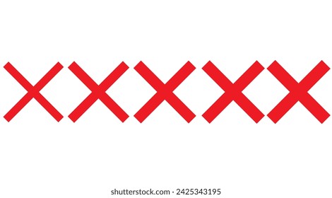  X close delete cross icon red mark symbol isolated, wrong deny vote poll handwritten hand drawn error choice element, reject cancel tick button clipart