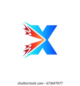X Comet Logo Design. Letter X With Fast Comet