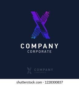 X company logo design with visiting card vector