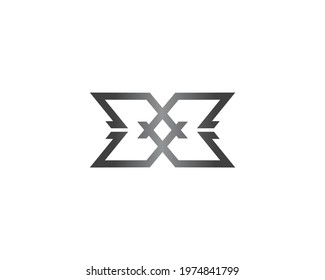 X Concept and Line Icon Logo Design Template