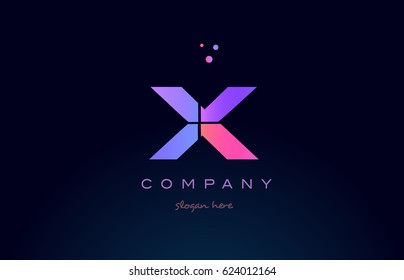 x creative color blue background pink purple blue magenta alphabet letter company logo vector icon design