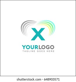 X Creative Logo. Abstract colorful vector illustration circle on a white background. Rainbow line icon.