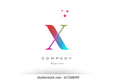 X creative rainbow colors colored artistic alphabet company letter logo design vector icon template