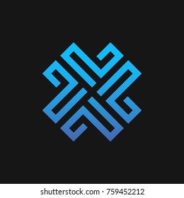 X Cross abstract logo design. Vector illustration.