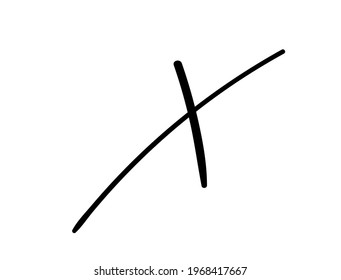 X Cross Brush Paint Stroke. handdrawn doodle vector element isolated