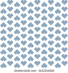 X cross geometric pattern. Blue heart seamless pattern. Vector illustration.