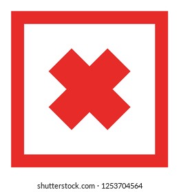X cross icon in red square