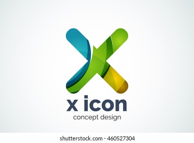 X cross logo template, rotated plus, medical or letter concept. Modern minimal design logotype created with geometric shapes - circles, overlapping elements