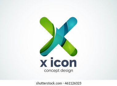 X cross logo template, rotated plus, medical or letter concept. Modern minimal design logotype created with geometric shapes - circles, overlapping elements